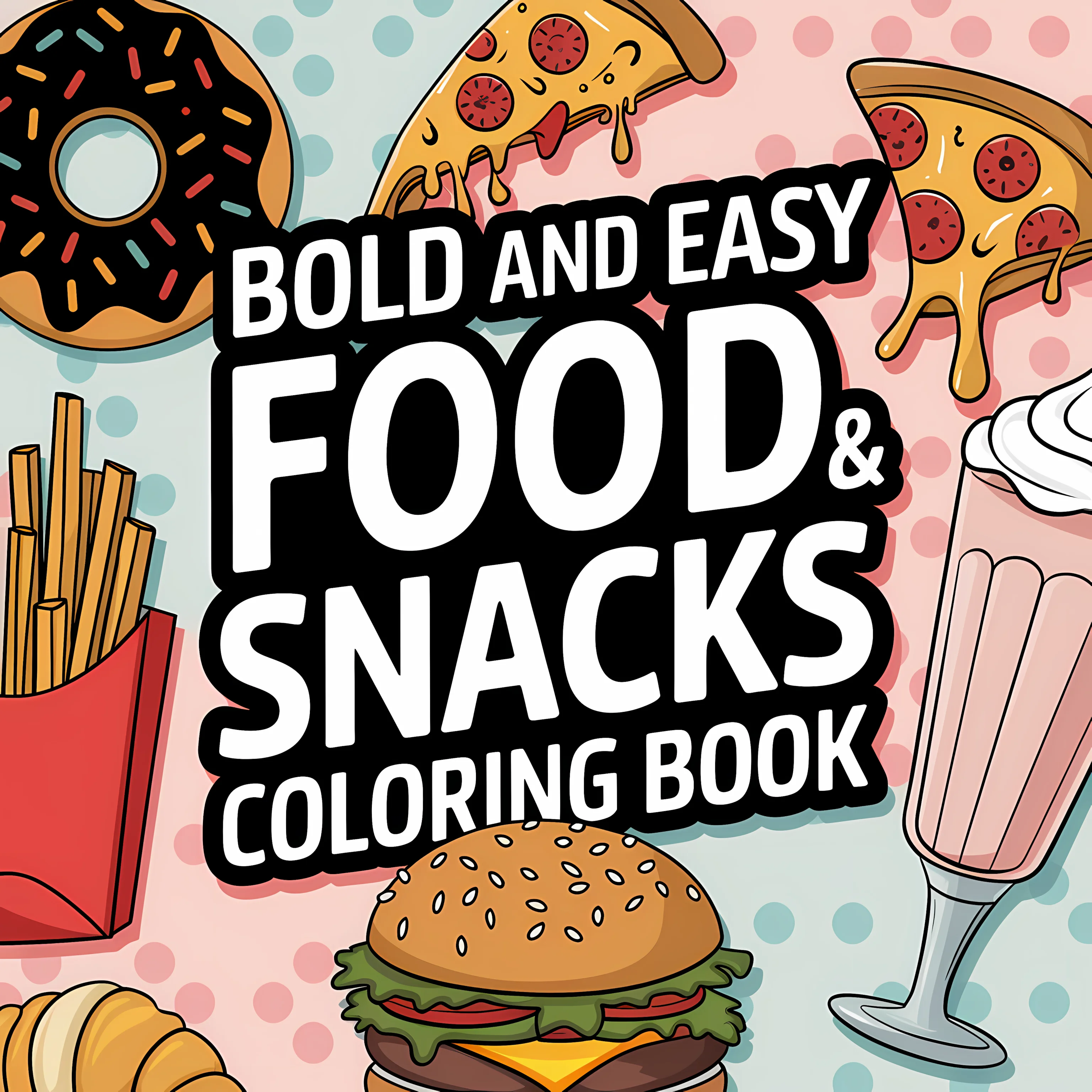 Food And Snacks Coloring Book - 簡単なお食事や軽食の塗り絵ブック 大人向け塗り絵ブック、誕生日プレゼント、新学期用品、大人向けのかわいい描画ブック