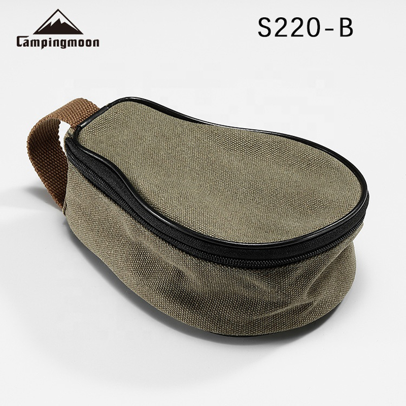 Food Snacks Delivery - CAMPINGMOON S220-B キャンバスミニバッグ 21x15x9cm アウトドアキャンプ用カスタム洋梨型ランチフードデリバリーフードグレードPPボックス