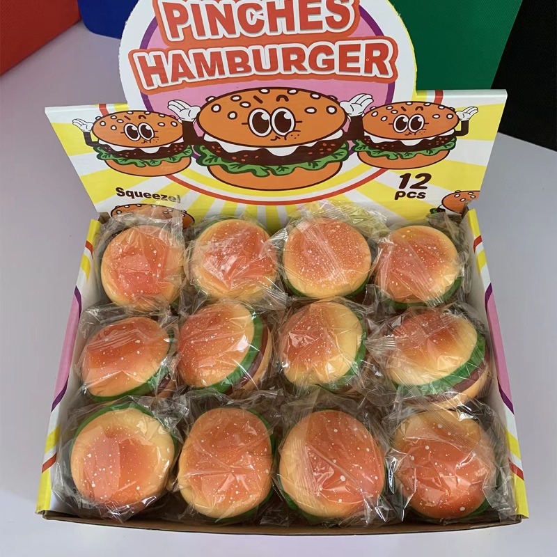 Korean Food Snacks - 1個入り スクイーズハンバーガー ストレスボール 自閉症感覚玩具 ストレス＆不安解消玩具 ピンチ減圧玩具