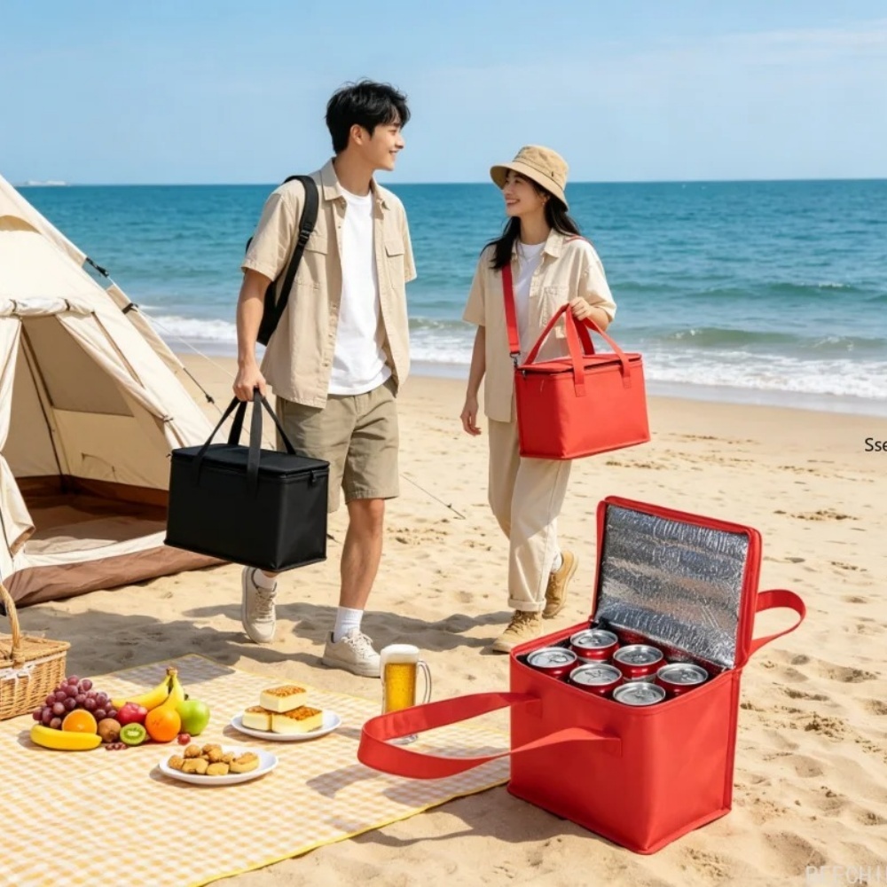 Food Snacks Delivery - ポータブルランチクーラーバッグ 折りたたみ式断熱ピクニックアイスパック 食品保温バッグ ドリンクキャリア 断熱バッグ ビールデリバリーバッグ