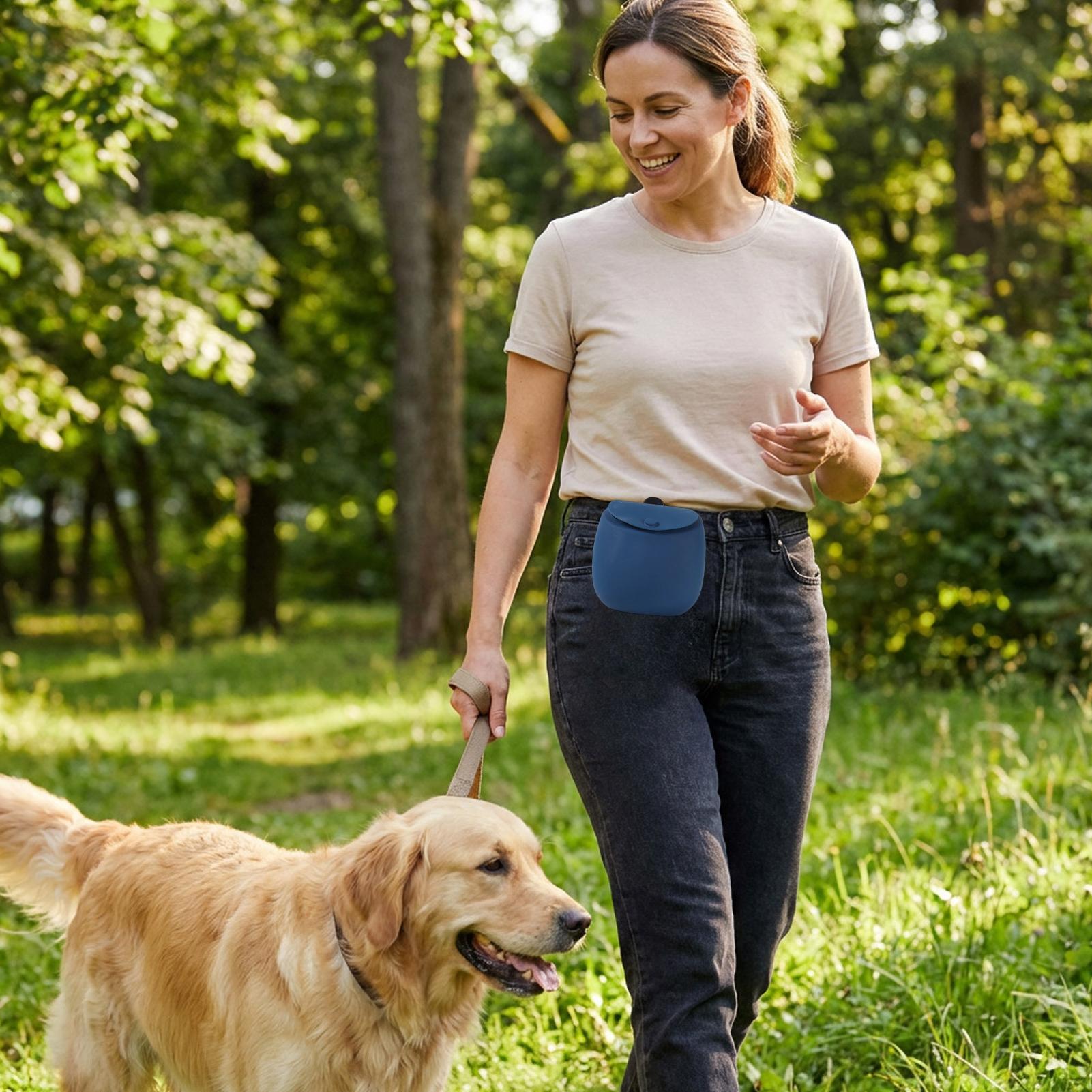 Food Snacks For Hiking - 犬の訓練用トリートバッグ、シリコン製フードホルダーバッグ、犬用ペットシリコンスナックポーチ、散歩、アウトドア、ハイキング、自宅、旅行用