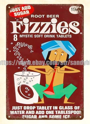 Food And Snacks Ideas - Fizzies 1960年代のソフトドリンクタブレット、食品、スナック、金属製のブリキ看板、モダンな装飾アイデアのサイン