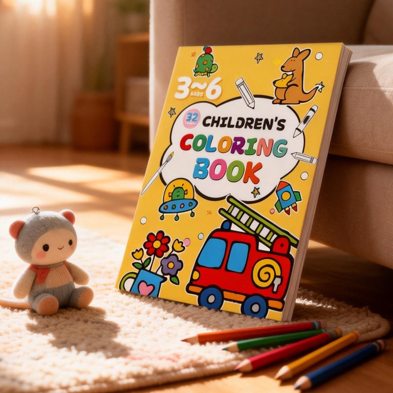 Food And Snacks Coloring Book - 子供向けお絵かきブック、カラーケース付き、落書き風の漫画の動物、交通機関、食べ物のテーマ、楽しい塗り絵ブック