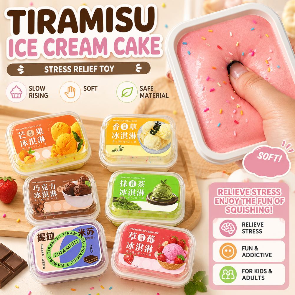 Korean Food Snacks - スクイーズ式模擬アイスクリームケーキ、ゆっくり戻るストレス解消感覚玩具、子供と大人のためのギフト