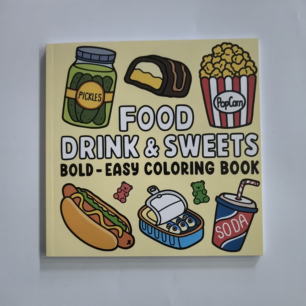 食品、飲み物、デザートの塗り絵 大人と子供向け 簡単に塗れる - Food And Snacks Coloring Book のレビューと価格